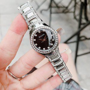 Sale! New! Bulova Diamond Black Dial Ladies Watch